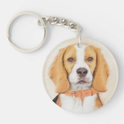 Beagle Hound Dog Painting Original Animal Art Keychain