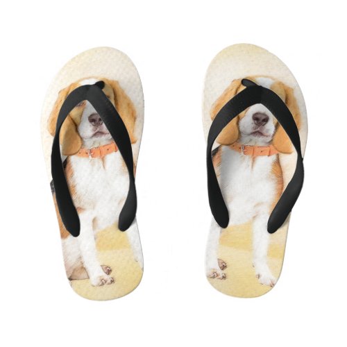 Beagle Hound Dog Painting Original Animal Art Kids Flip Flops