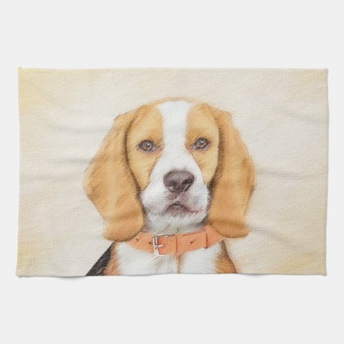 Beagle Hound Dog Painting Original Animal Art Kitchen Towel