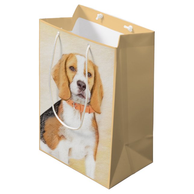Beagle Hound Dog Painting Original Animal Art Medium Gift Bag (Front Angled)