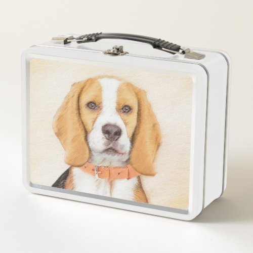 Beagle Hound Dog Painting Original Animal Art Metal Lunch Box