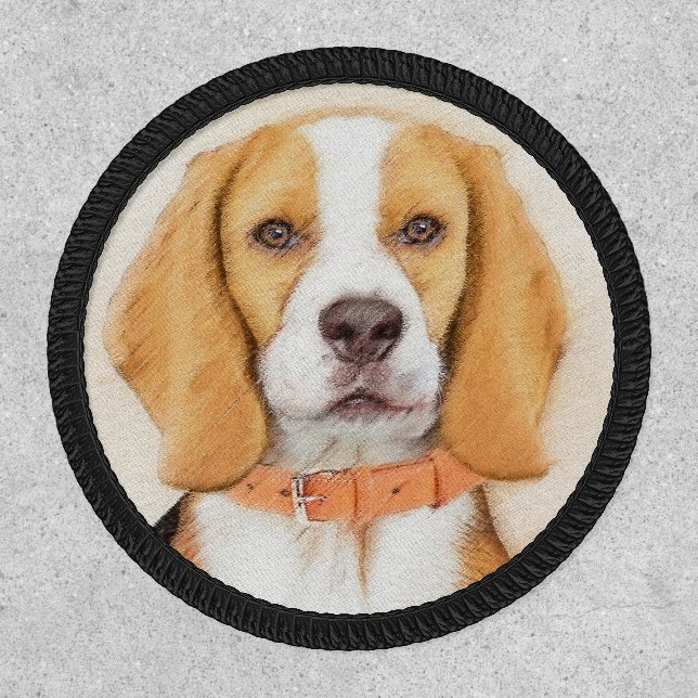 Beagle Hound Dog Painting Original Animal Art Patch (Front)