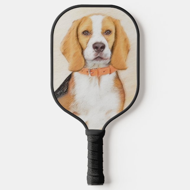 Beagle Hound Dog Painting Original Animal Art Pickleball Paddle (Front)