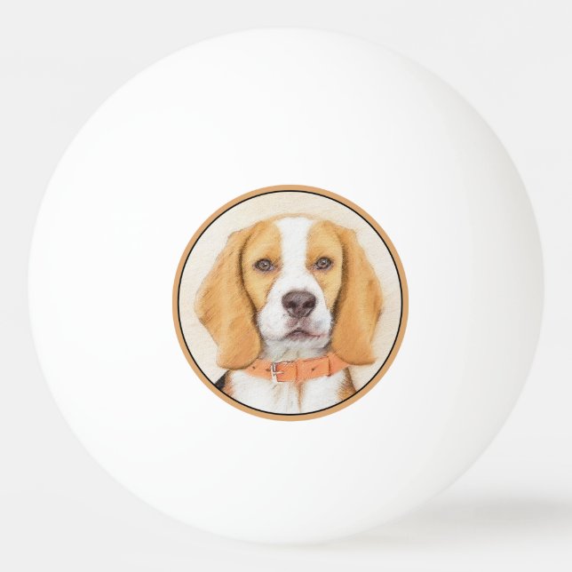 Beagle Hound Dog Painting Original Animal Art Ping Pong Ball (Front)