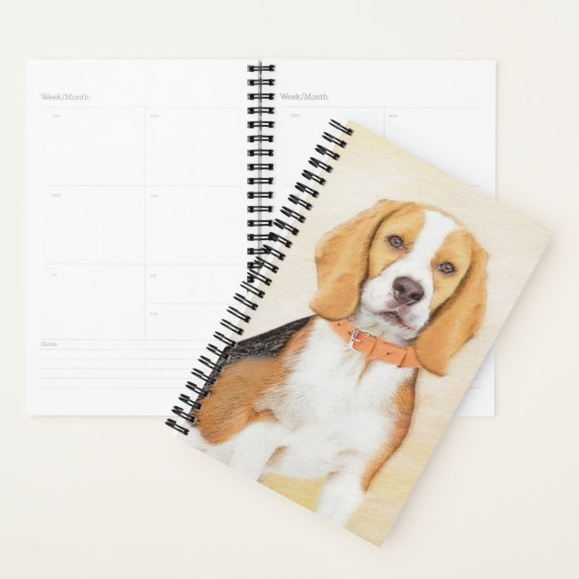 Beagle Hound Dog Painting Original Animal Art Planner (Display)