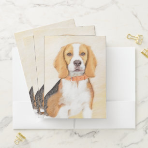Beagle Hound Dog Painting Original Animal Art Pocket Folder