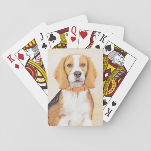 Beagle Hound Dog Painting Original Animal Art Poker Cards