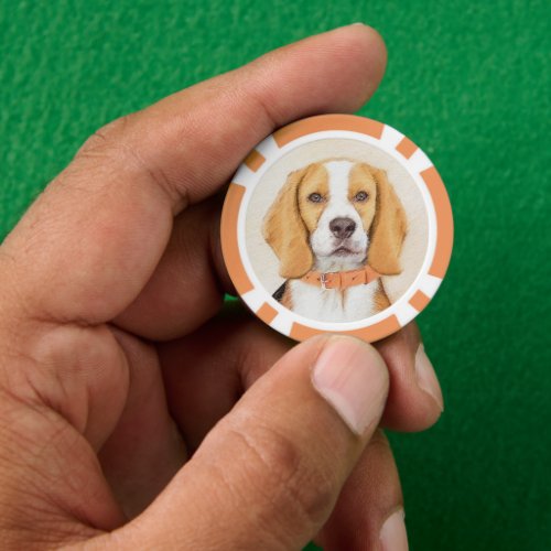 Beagle Hound Dog Painting Original Animal Art Poker Chips