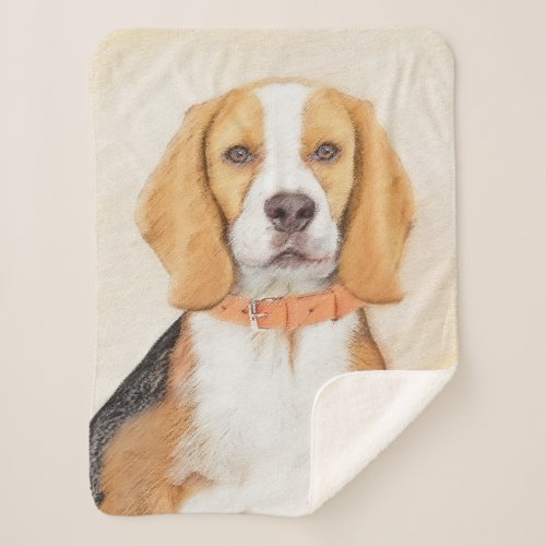 Beagle Hound Dog Painting Original Animal Art Sherpa Blanket