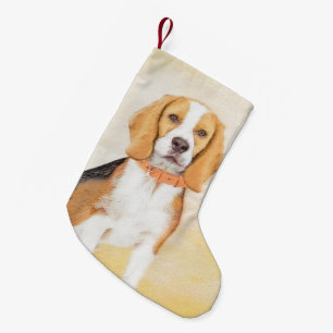 Beagle Hound Dog Painting Original Animal Art Small Christmas Stocking