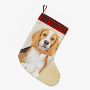 Beagle Hound Dog Painting Original Animal Art Small Christmas Stocking