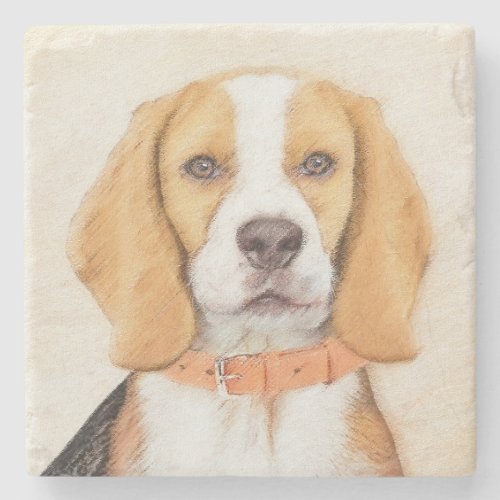 Beagle Hound Dog Painting Original Animal Art Stone Coaster