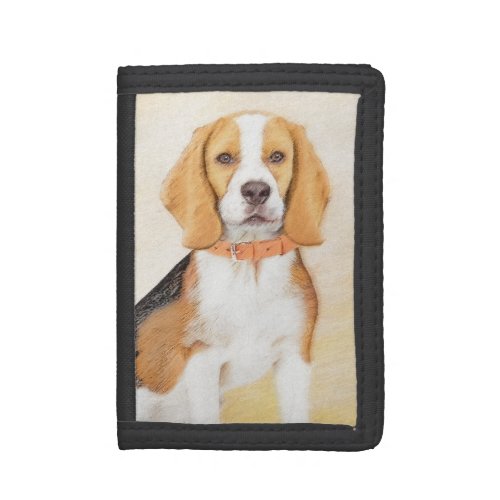 Beagle Hound Dog Painting Original Animal Art Trifold Wallet