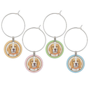 Beagle Hound Dog Painting Original Animal Art Wine Charm