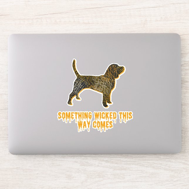 Beagle Hound Dog Silhouette Fun Orange Halloween Sticker (Computer)