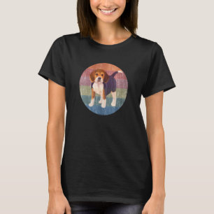 Beagle Hound Dog Watercolor On Distressed Sunset T-Shirt