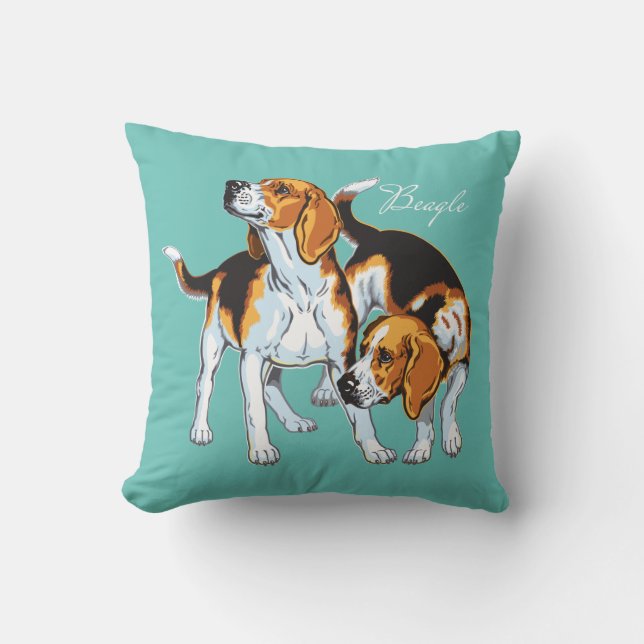 beagle hound throw pillow (Front)