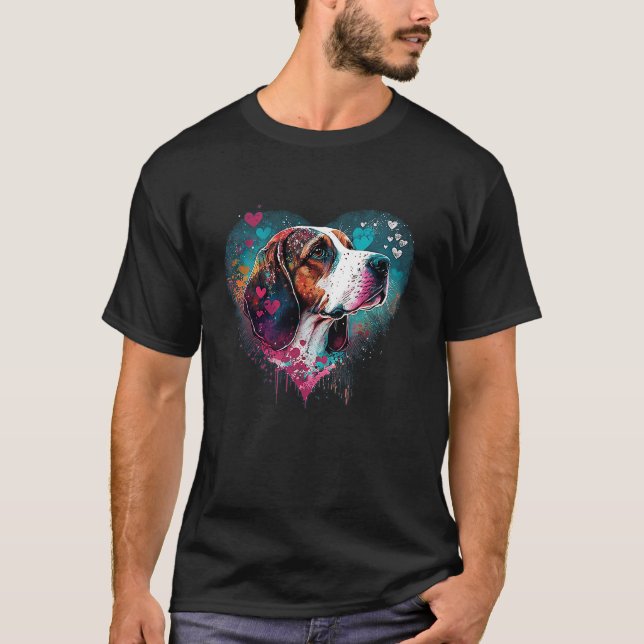 Beagle Hound Valentines Day Cute Dog  Heart Silhou T-Shirt (Front)
