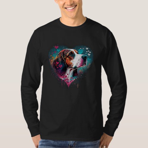 Beagle Hound Valentines Day Cute Dog  Heart Silhou T_Shirt