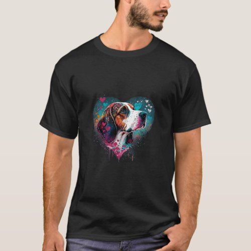 Beagle Hound Valentines Day Cute Dog  Heart Silhou T_Shirt