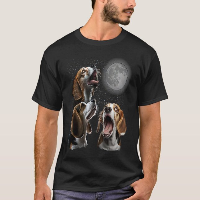 Beagle Howling At Moon for Mom & Dad T-Shirt (Front)
