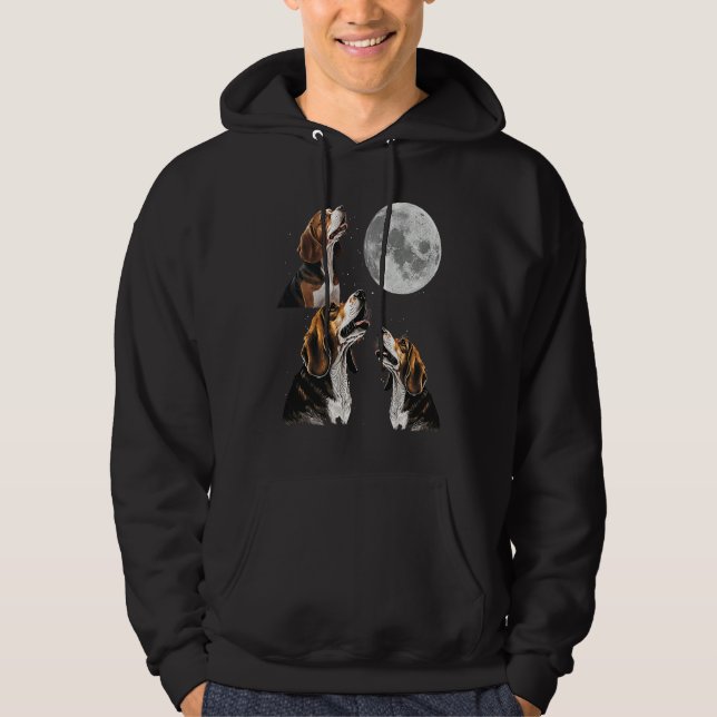 Beagle  Howling at the Moon Cute Beagle Hoodie (Front)