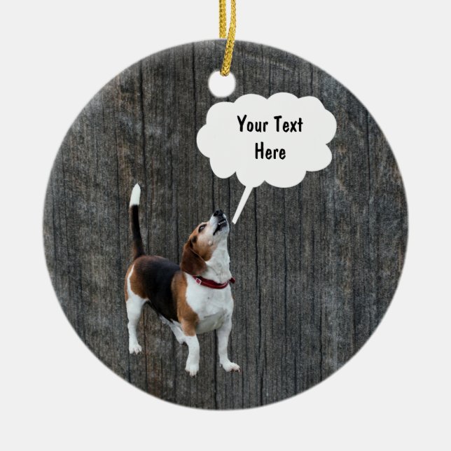 Beagle Howling Customizable Dog Ornament (Front)