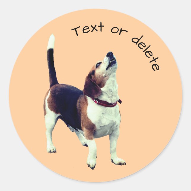Beagle Howling Dog Personalized Classic Round Sticker (Front)