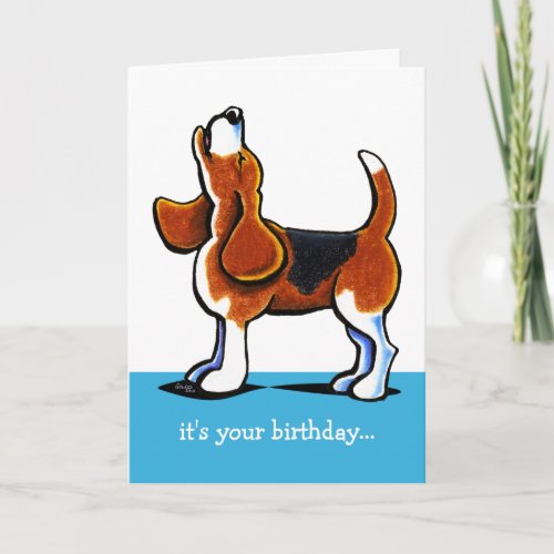 Beagle Howling Funny Birthday Card