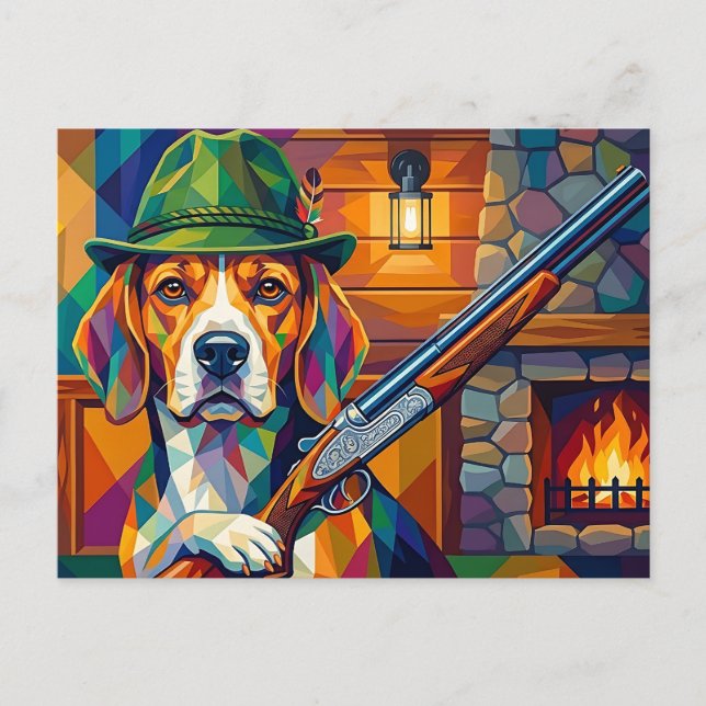Beagle Hunter Pop Art – Modern Hunting Dog Postcard (Front)