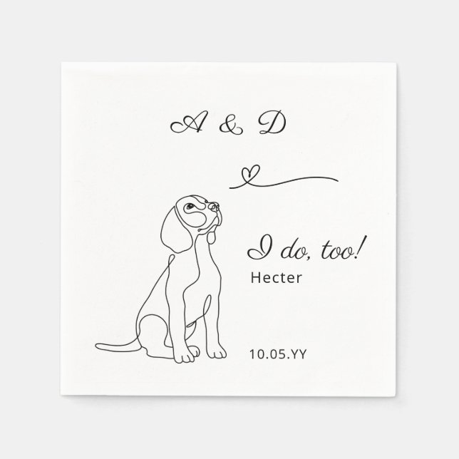  Beagle I Do Too Heart Dog Wedding Monogram  Napkins (Front)
