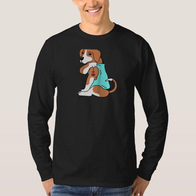 Beagle I Love Dad  Dog Raglan T-Shirt (Front)