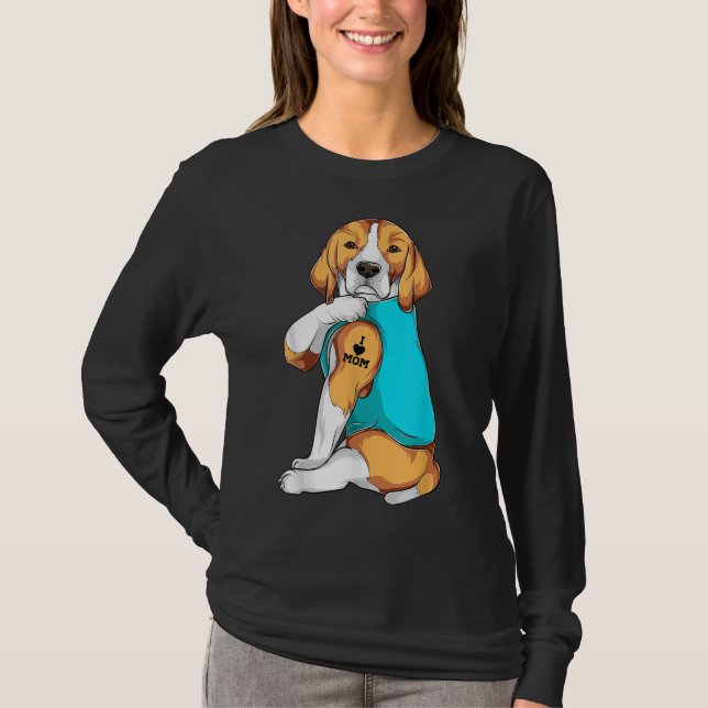 Beagle I Love Mom Apparel, Dog Mom Gifts Womens T-Shirt (Front)