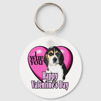Beagle I Wuf You Keychain