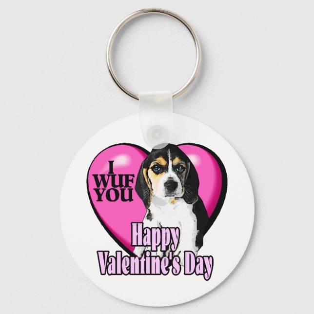Beagle I Wuf You Keychain (Front)