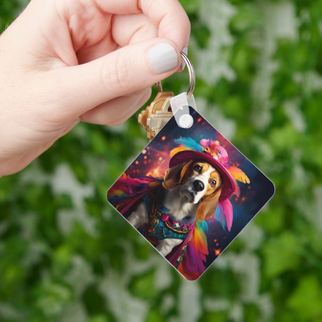  Beagle in a Feathered Hat  Keychain (Hand)
