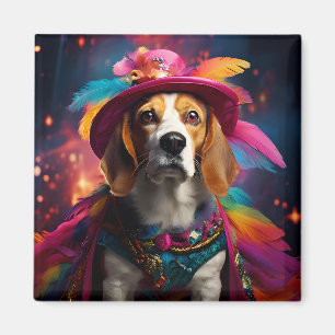 Beagle in a Feathered Hat Magnet