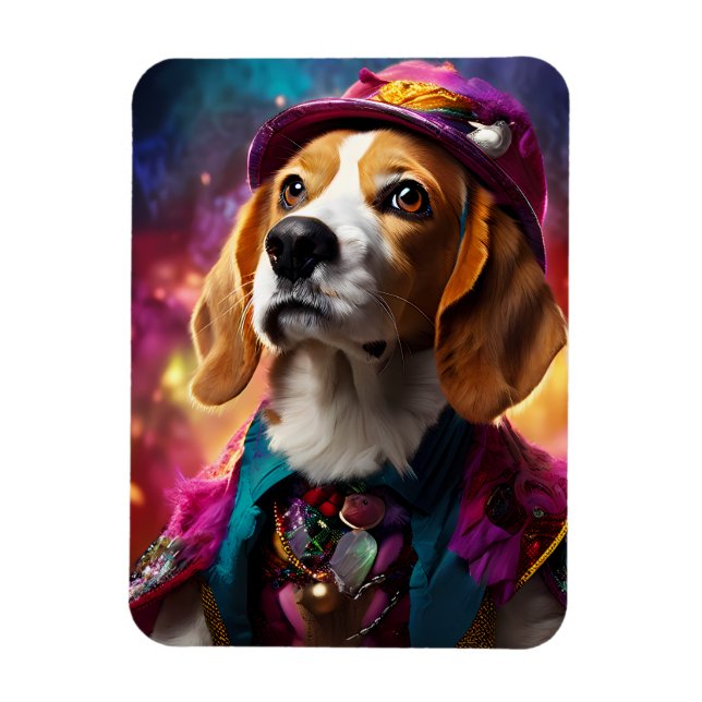  Beagle in a Pink Hat  Magnet (Vertical)