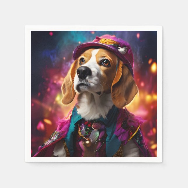  Beagle in a Pink Hat  Napkins (Front)