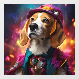  Beagle in a Pink Hat  Window Cling