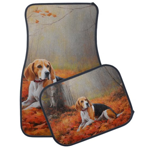 Beagle in Autumn Leaves Fall Inspire  Car Floor Mat