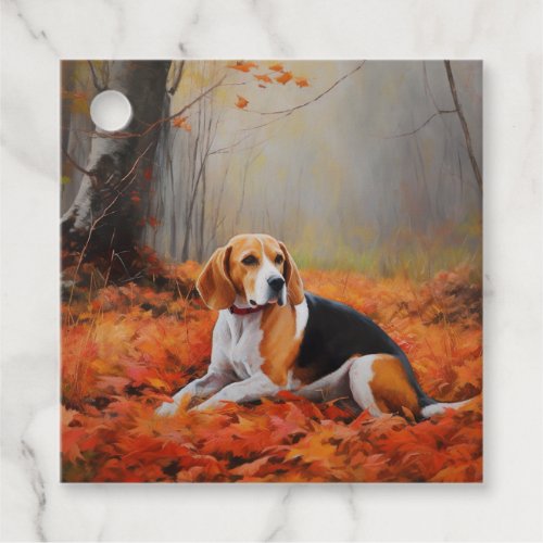 Beagle in Autumn Leaves Fall Inspire  Favor Tags