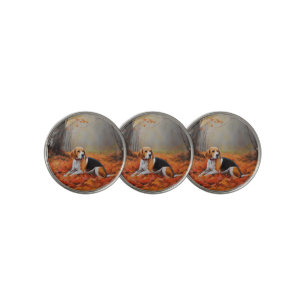 Beagle in Autumn Leaves Fall Inspire Golf Ball Marker