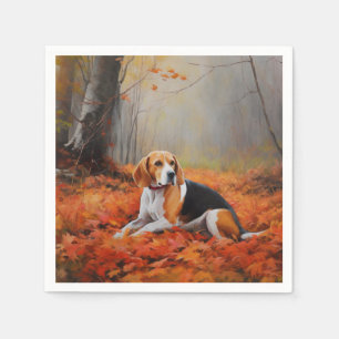 Beagle in Autumn Leaves Fall Inspire Napkins