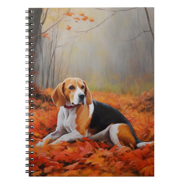 Beagle in Autumn Leaves Fall Inspire  Notebook (Front)