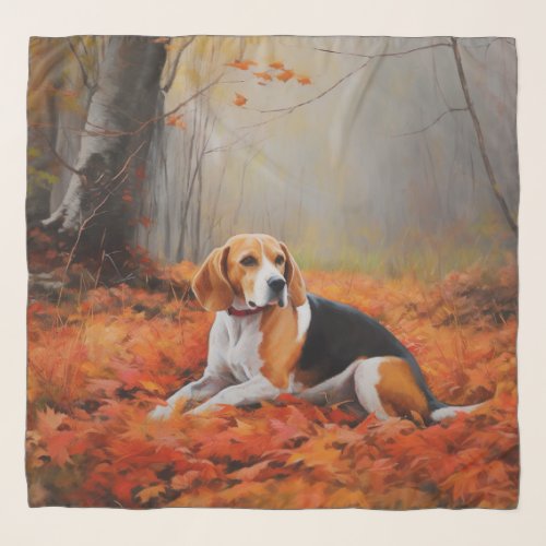 Beagle in Autumn Leaves Fall Inspire  Scarf