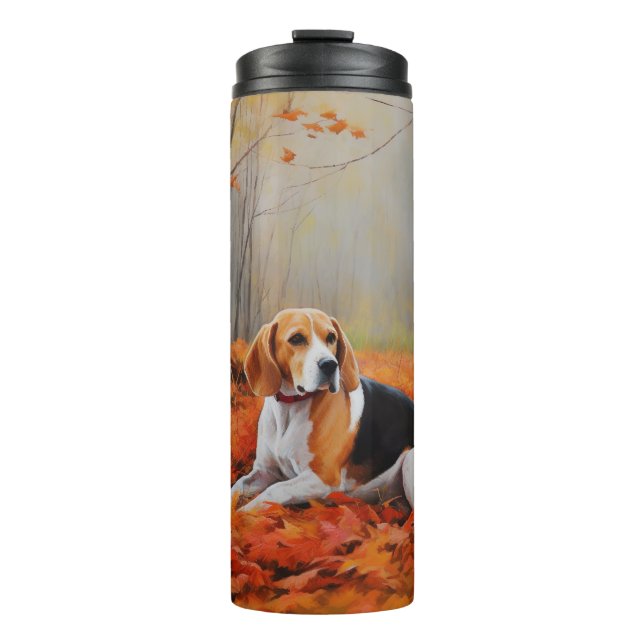 Beagle in Autumn Leaves Fall Inspire  Thermal Tumbler (Front)