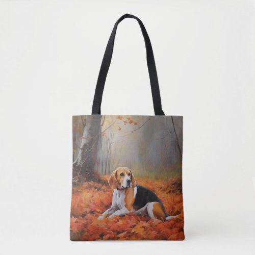 Beagle in Autumn Leaves Fall Inspire  Tote Bag