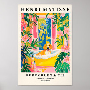 Beagle In Bathtub Print, Funny Bathroom Wall Art, Poster