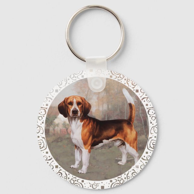Beagle in Country Setting Keychain (Front)
